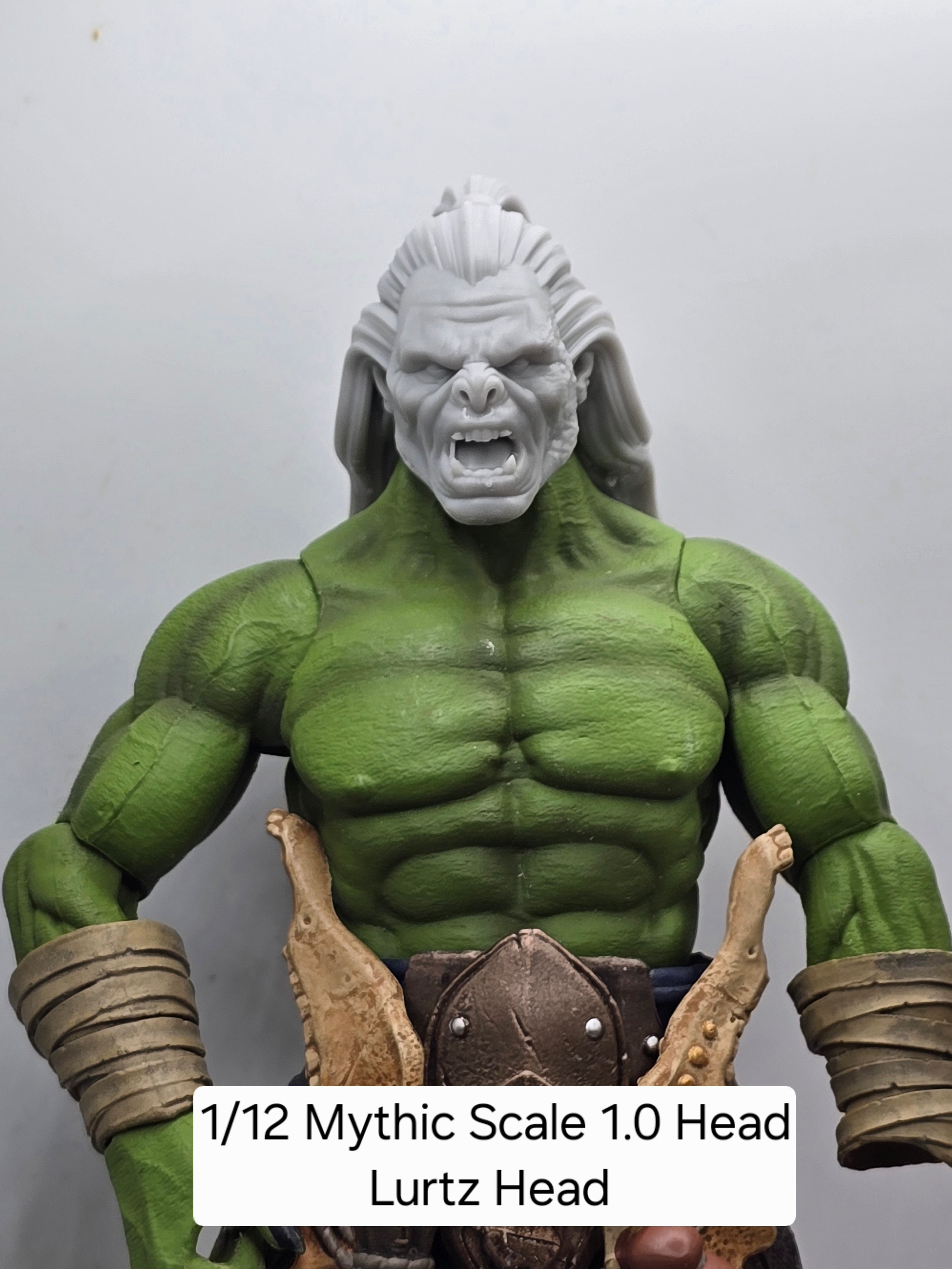 3d Printed Mythic Legions Scale Head 1.0 Orc Lurtz Head  1:12 6" Scale.