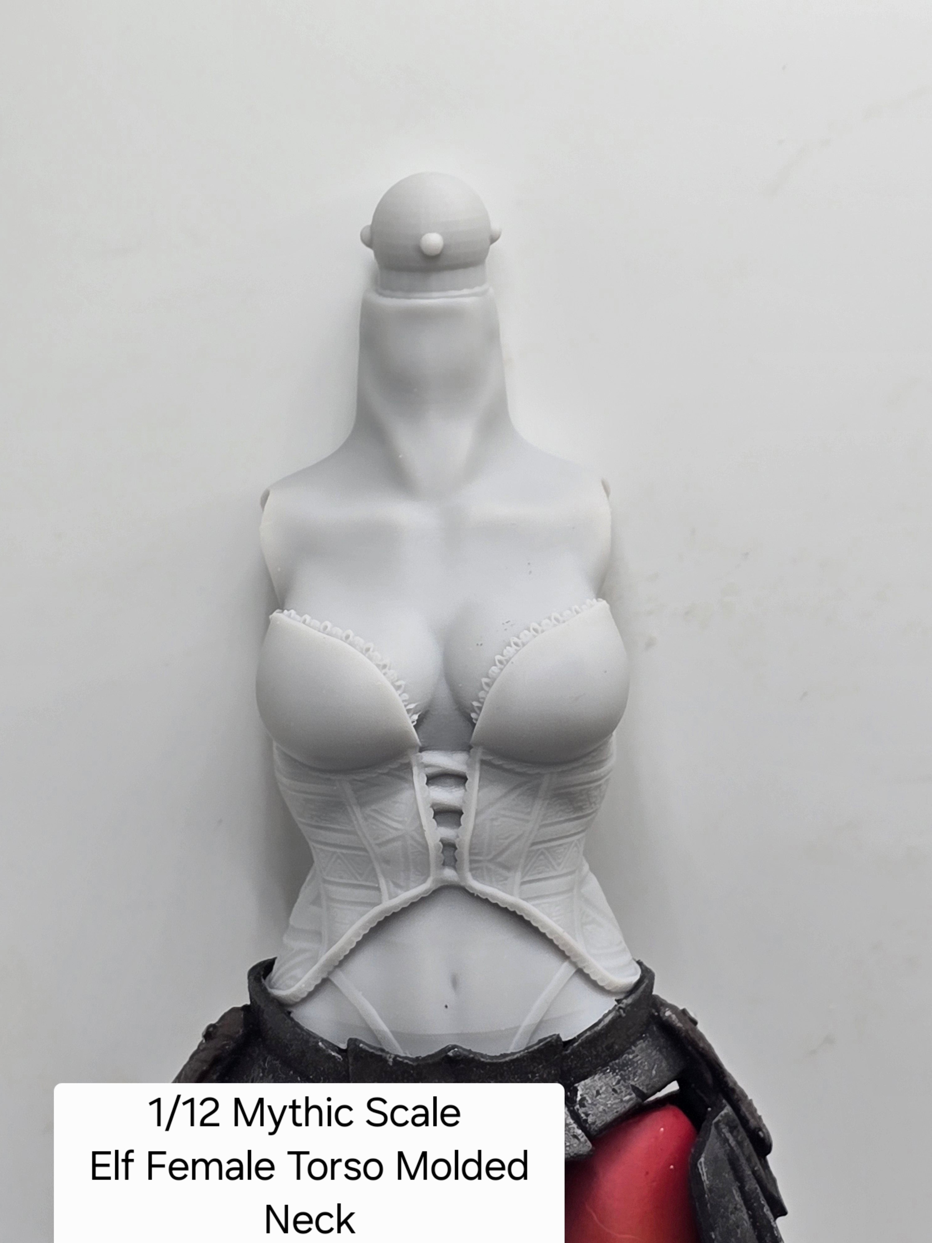 3d Printed Mythic Legions Scale Head 2.0 Female Elf Torso 1:12 6" Scale.