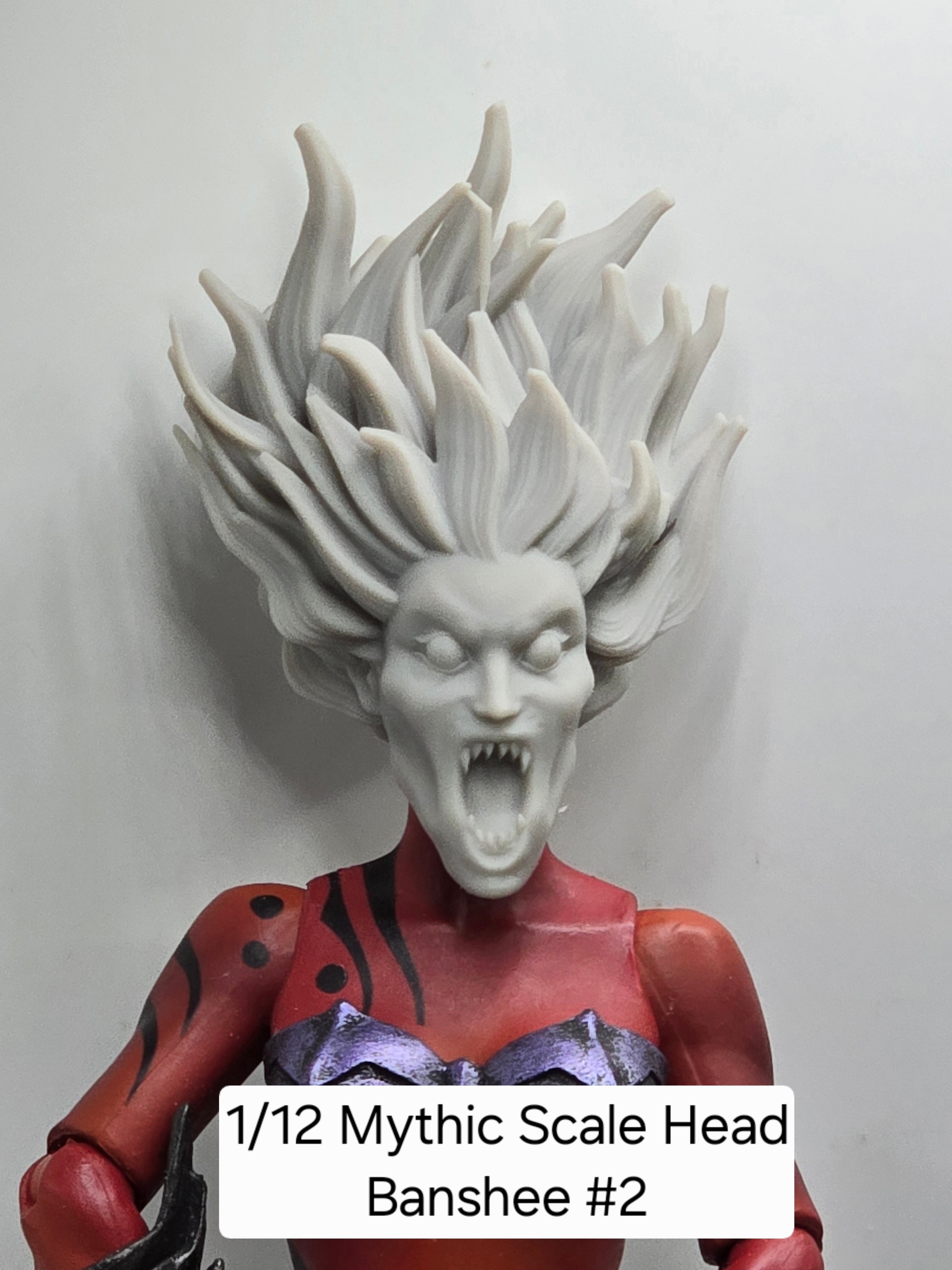 3d Printed Mythic Legions Scale Head 2.0 Banshee Head#2  1:12 6" Scale.