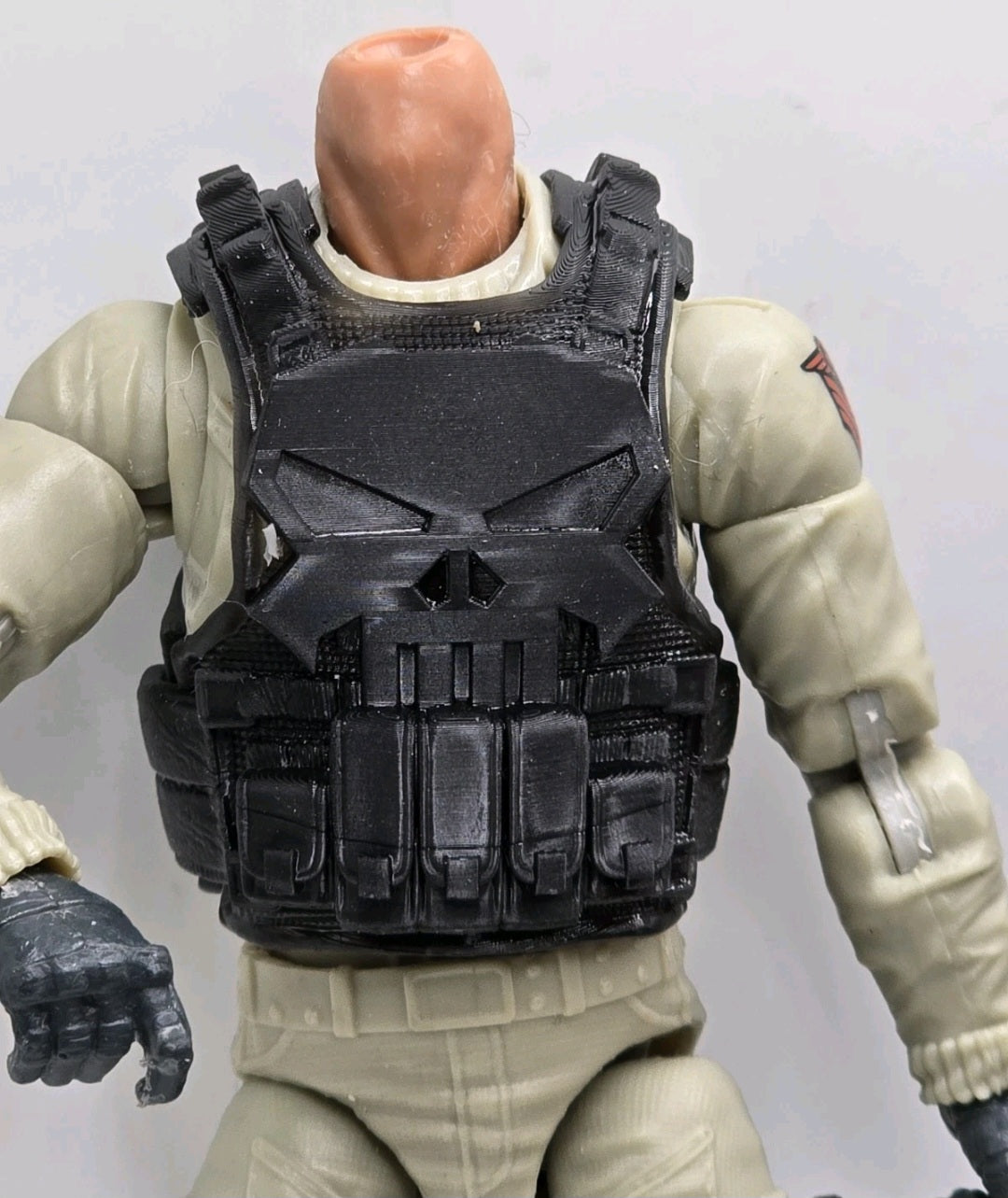 Custom 3d Printed Compatible Classified Legends Comic Multiverse White Skull Vigilante Flexible Vest 1:12 6" Scale.