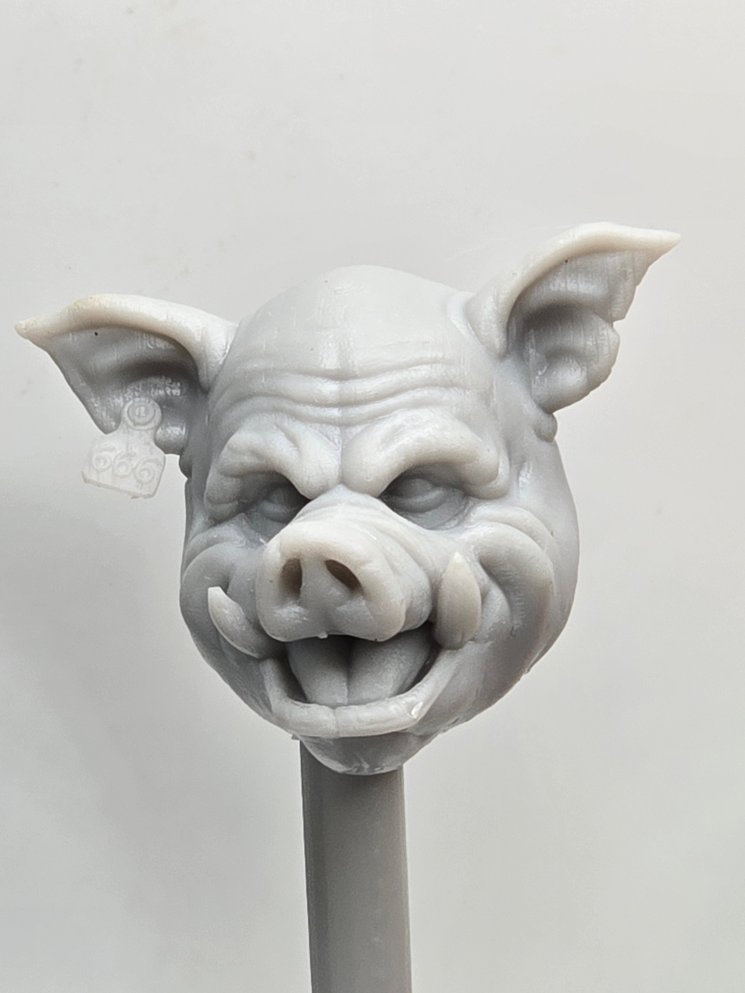 3d Printed Mythic Legions Scale Head 1.0 Evil Pig Head  1:12 6" Scale.