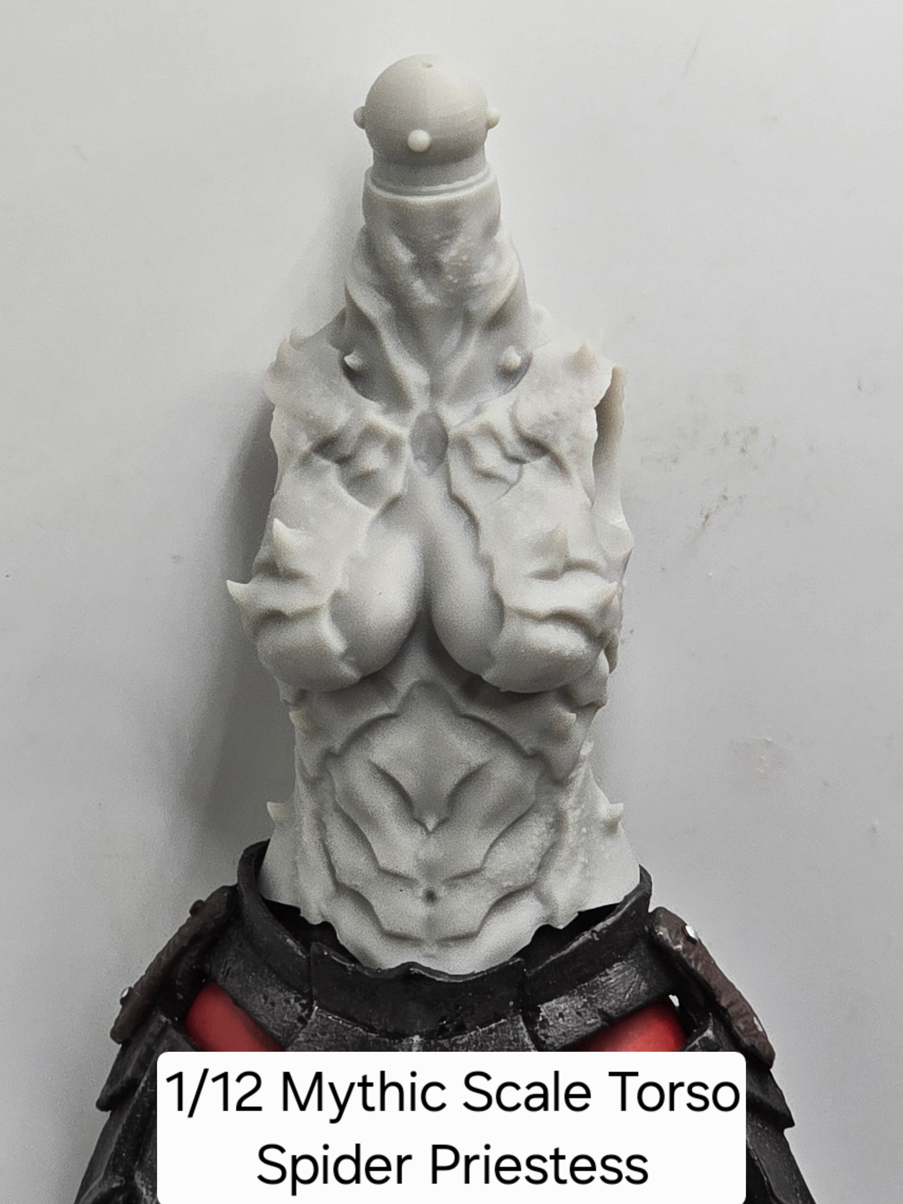 3d Printed Mythic Legions Scale Head 2.0 Spider Priestess Torso 1:12 6" Scale.
