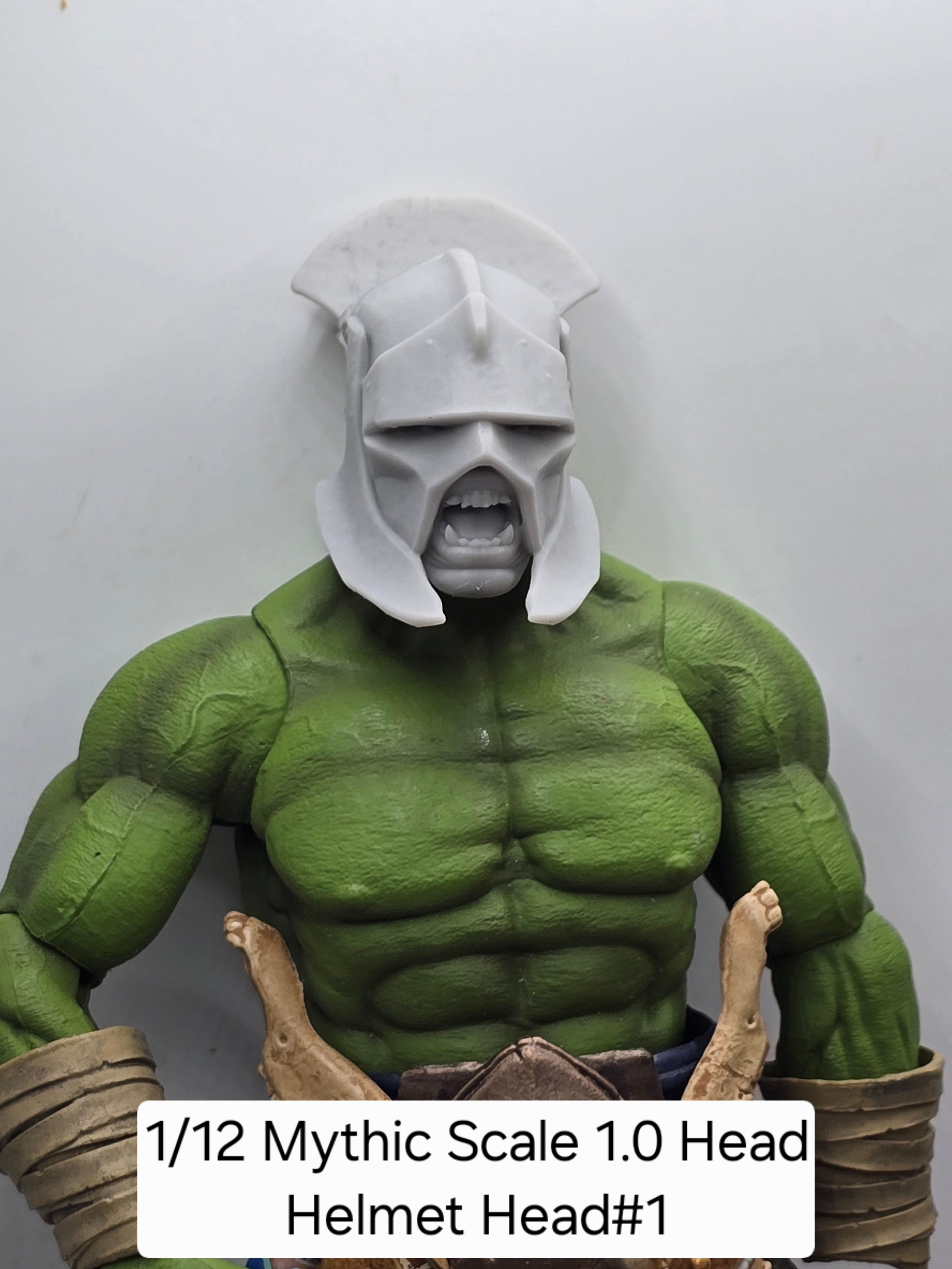 3d Printed Mythic Legions Scale Head 1.0 Orc Uruk Hai Helmet Head#1  1:12 6" Scale.