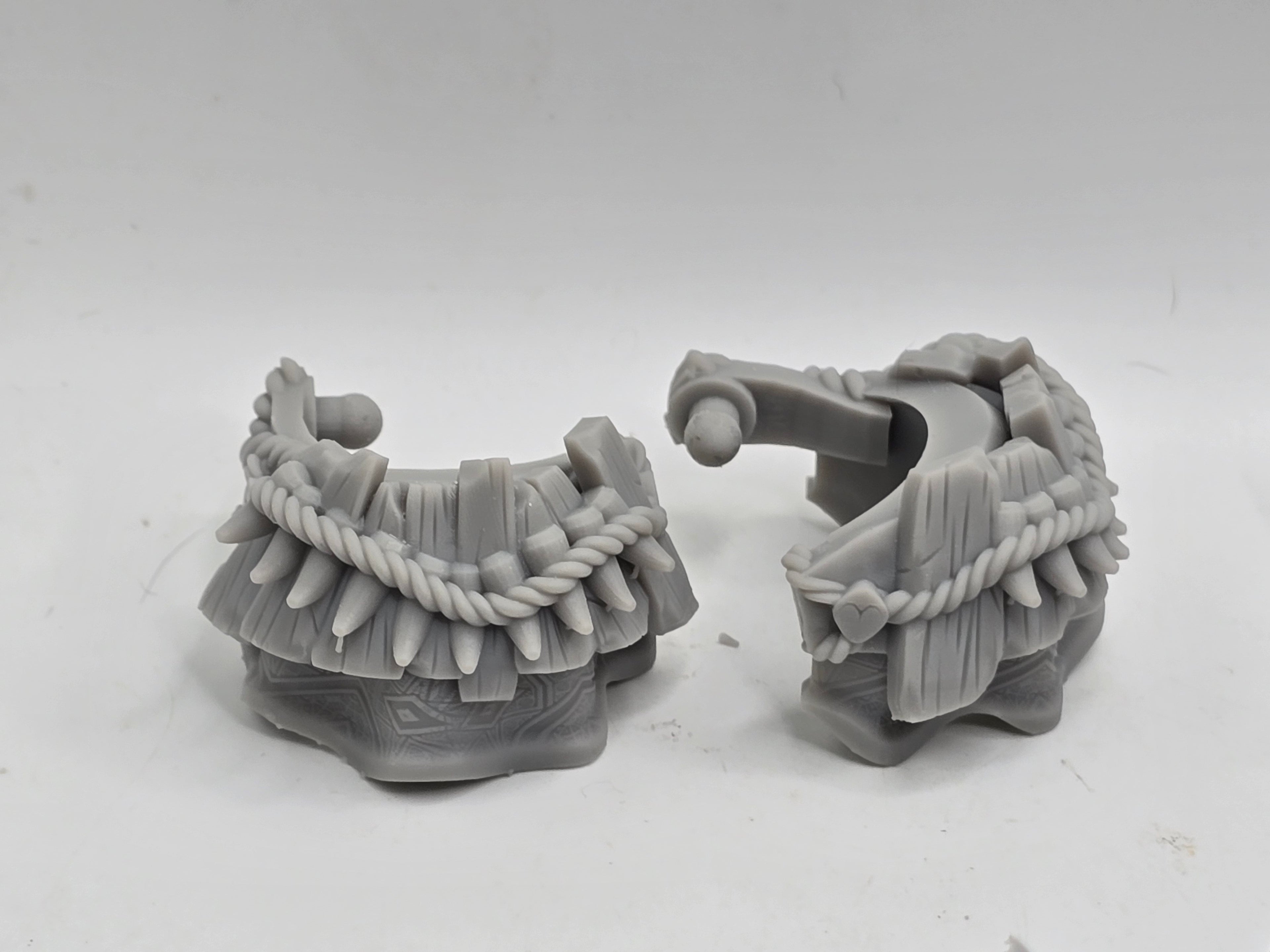 3d Printed Mythic Legions Scale Head 1.0 Bullseye Shaman Pauldrons 1:12 6" Scale.